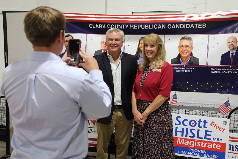 Chrissy Udd of Jessamine County has her picture taken with Congressman James Comer, the only announced Republican candidate for governor of Kentucky.