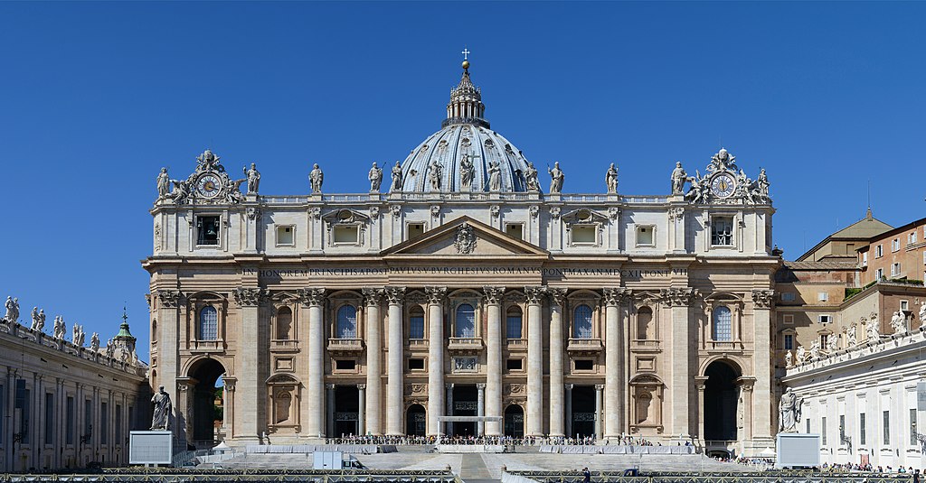 St. Peter's Basilica in Vatican City, completed in 1626, is the second church to bear the name.