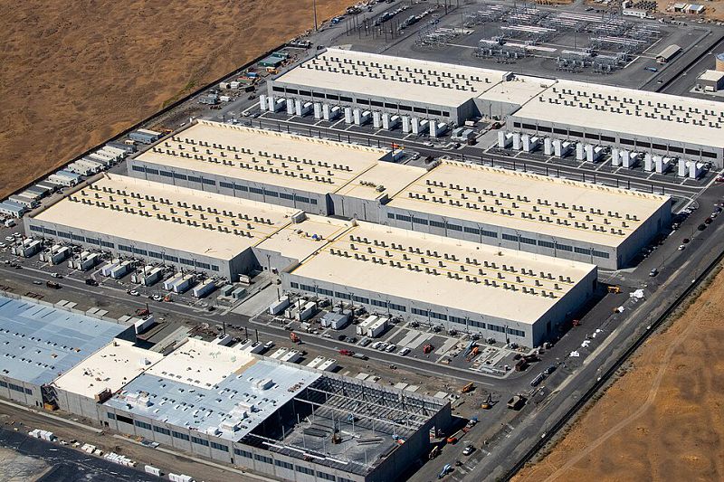 Part of AWS's us-west-2 availability zone, showing three datacenters with a fourth under construction