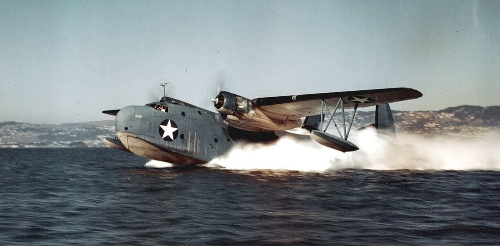 A PBM Mariner taking off at sea