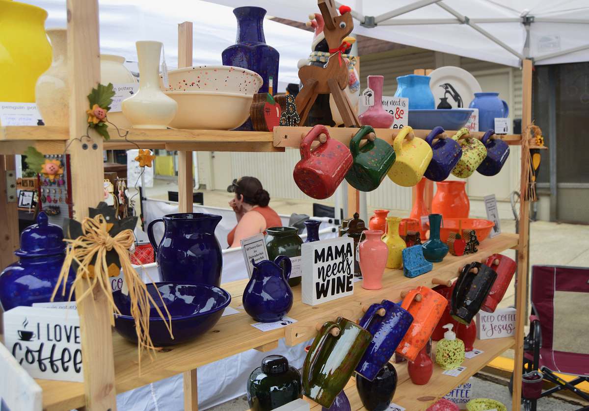 Ken Howard’s ceramic art was on display near the Arts on Main Gallery.