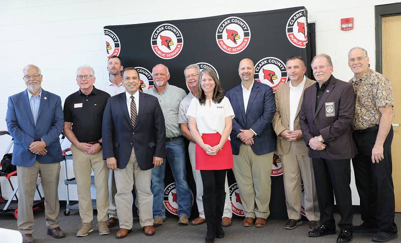 Republican candidates gathered for a group photo during the Clark County Republican Women’s Club event. From left to right: Sen. Greg Elkins, R-Winchester; Chris Grant, candidate for jailer; Justin Charles, candidate for county judge-executive; Dr. Ralph Alvarado, U.S. House, 6th District, candidate, Bryan Howard, candidate for magistrate, 2nd District; Scott Hisle, candidate for magistrate, 1st District; PVA Jada Brady; Daniel Konstantopoulos, candidate for state House, 73rd District; Mike Flynn, candidate for magistrate, 5th District; Sheriff Berl Perdue; Dr. Mark Miller, 4th District magistrate. (Randy Patrick)