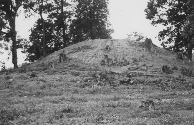 The Indian mound from which Mt. Sterling took its name may have resembled this one. Dover Indian Mound near Lexington. Photo courtesy of the University of Kentucky.
