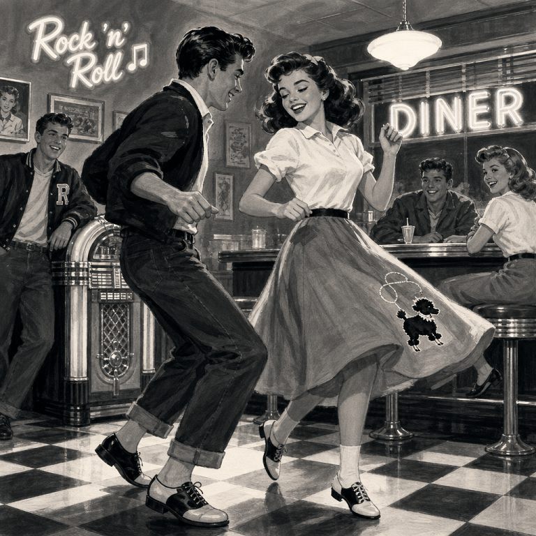 an illustration of 1950's era teens